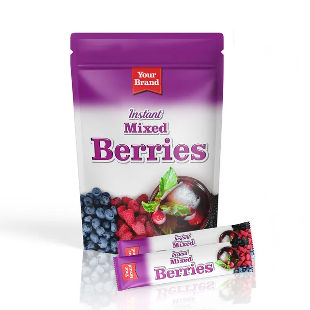 Mixed Berries Drink, a sample product labelled Your Brand