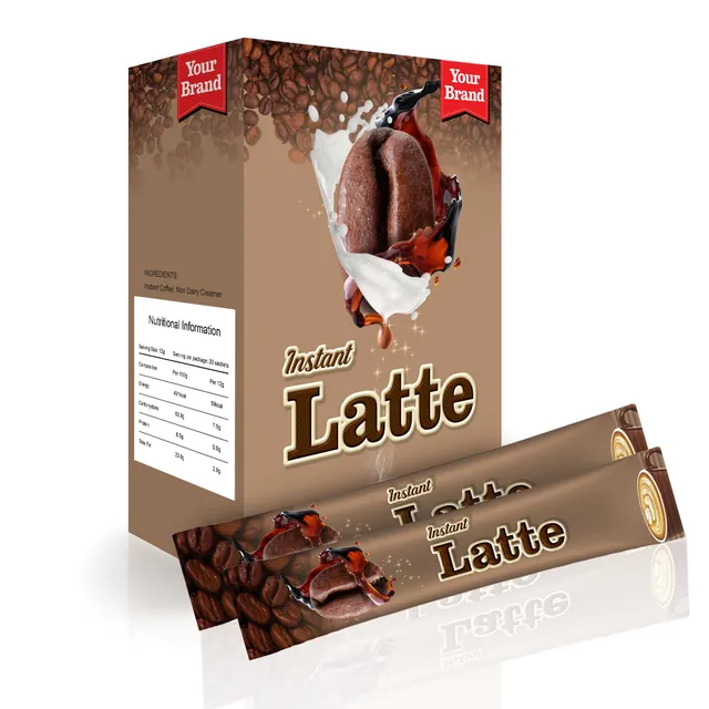 Latte, a sample product labelled Your Brand