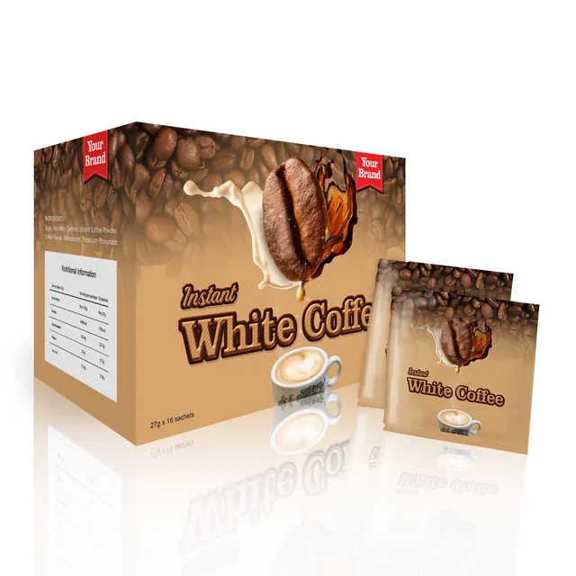 White Coffee, a sample product labelled Your Brand