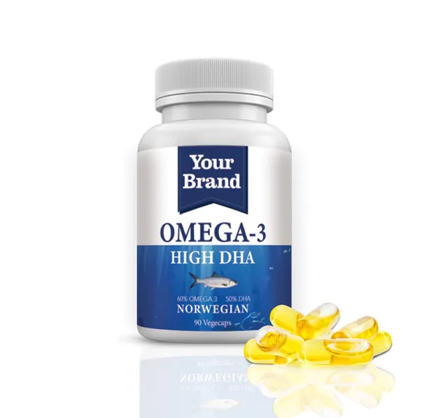 Omega 3 Fish Oil, High DHA, a sample product labelled Your Brand