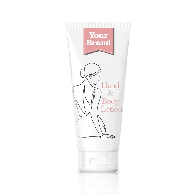 Hand & Body Lotion, a sample product labelled Your Brand