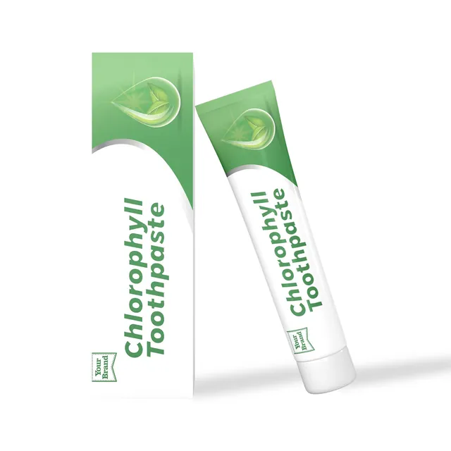 Chlorophyll Toothpaste, a sample product labelled Your Brand